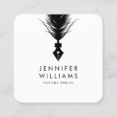 写真モダンミニマル公証人クイルの羽毛 スクエア名刺 (正面)