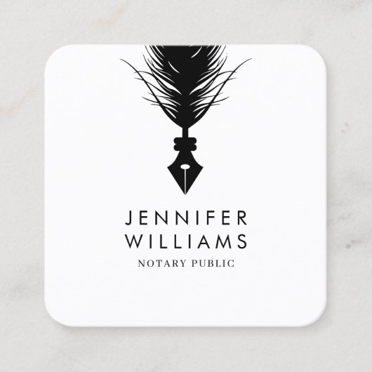 写真モダンミニマル公証人クイルの羽毛 スクエア名刺 (正面)