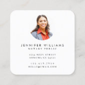 写真モダンミニマル公証人クイルの羽毛 スクエア名刺 (裏面)