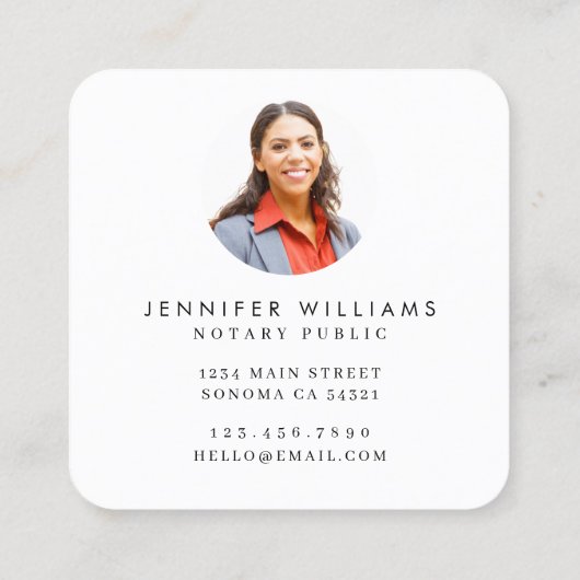 写真モダンミニマル公証人クイルの羽毛 スクエア名刺 (裏面)