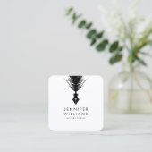 写真モダンミニマル公証人クイルの羽毛 スクエア名刺 (スタンド正面)