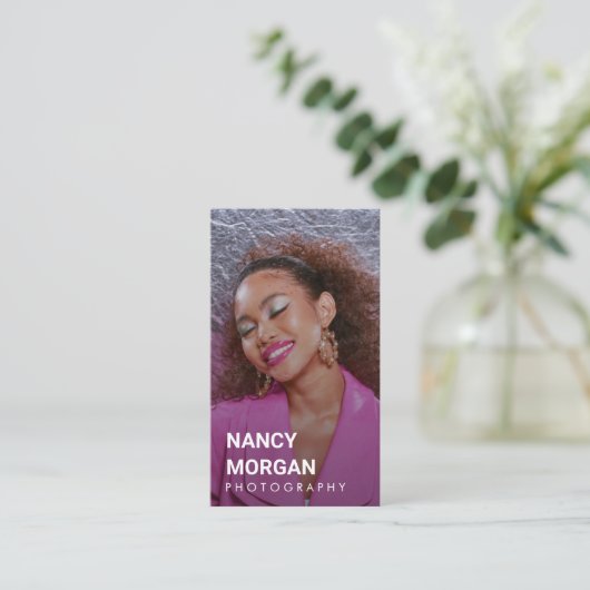 写真モダンミニマル写真QRコード 名刺 (スタンド正面)