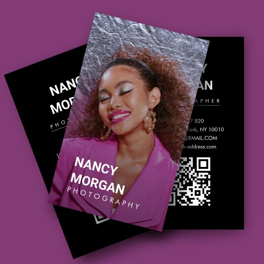 写真モダンミニマル写真QRコード 名刺