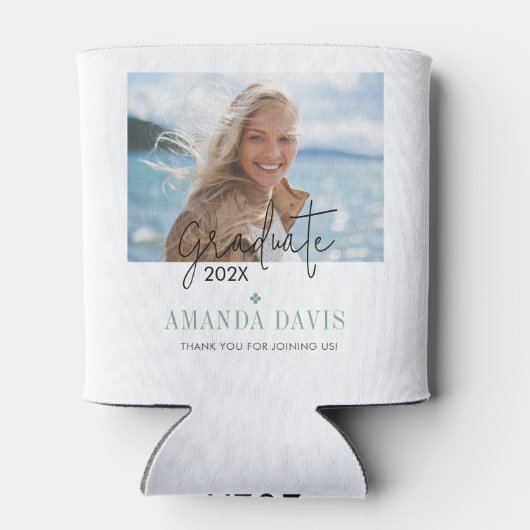 写真モダンミニマル卒業党招待状 缶クーラー (裏面)