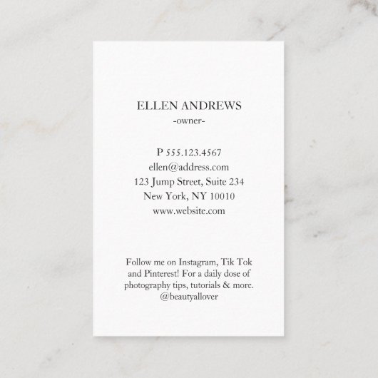 写真モダンミニマル名刺 名刺 (裏面)