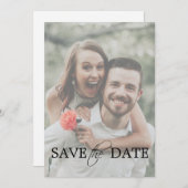 写真モダンミニマル白黒結婚の セーブザデート (正面/裏面)