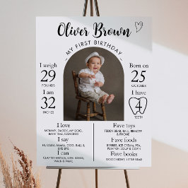 写真モダンミニマル第1誕生日マイルストーンのサイン ポスター