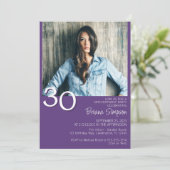 写真モダンミニマル紫30歳の誕生日 招待状 (スタンド正面)