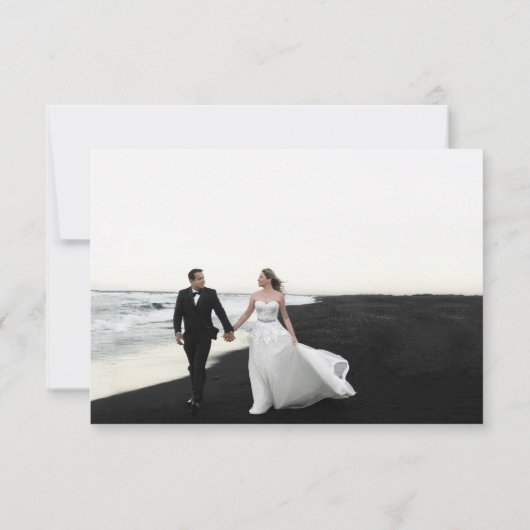 写真モダンミニマル結婚の サンキューカード (裏面)