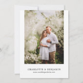 写真モダンミニマル結婚リストスクリプト 招待状 (裏面)