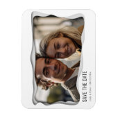 写真モダンミニマル結婚式の日付を保存 マグネット (縦)