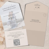 写真モダンミニマル赤面シンプルQRコードRSVP オールインワン招待状