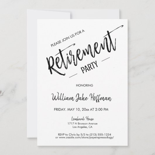 写真モダンミニマル驚きの退職パーティー 招待状 (正面)