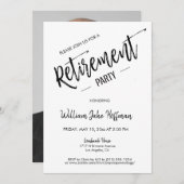 写真モダンミニマル驚きの退職パーティー 招待状 (正面/裏面)