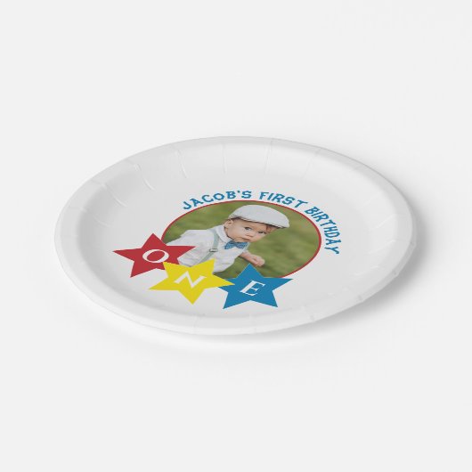 写真モダンミニマル1歳の誕生日 ペーパープレート (アングル)