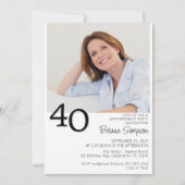 写真モダンミニマル40歳の誕生日 招待状 (正面)