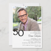 写真モダンミニマル50誕生日 招待状 (正面)