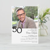 写真モダンミニマル50誕生日 招待状 (スタンド正面)