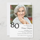 写真モダンミニマル80誕生日 招待状 (正面)