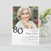 写真モダンミニマル80誕生日 招待状 (スタンド正面)