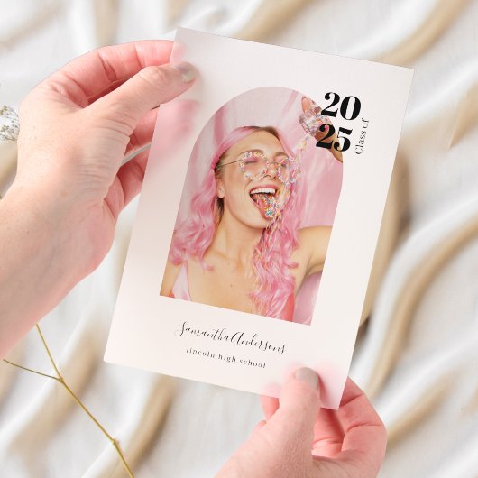 写真モダンミニマルArch卒業生 ベラム紙招待状