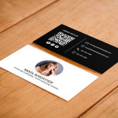写真モダンミニマルQRコードソーシャルメディアブラック 名刺