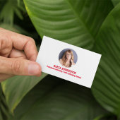 写真モダンミニマルQRコードSNSレッド 名刺