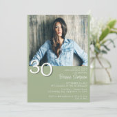 写真モダンミニマルSage Green 30th誕生日 招待状 (スタンド正面)