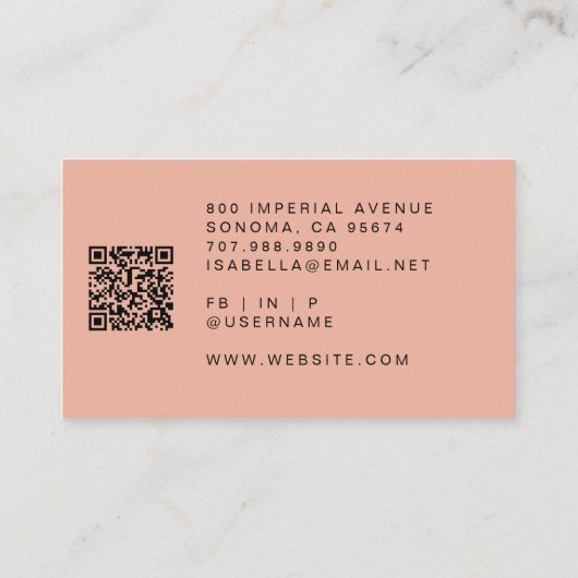 写真モダンメイクアップアーティストQRコード 名刺 (裏面)