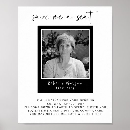 写真モダンメモリ救ーの座席の結婚看板 ポスター (正面)