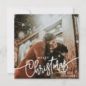 写真モダンメリークリスマススクリプトトレンディーカップル シーズンカード (正面)