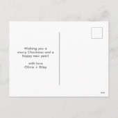 写真モダンメリークリスマススクリプトトレンディーカップル シーズンポストカード (裏面)