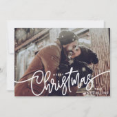 写真モダンメリークリスマススクリプト水平 シーズンカード (正面)