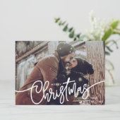 写真モダンメリークリスマススクリプト水平 シーズンカード (スタンド正面)