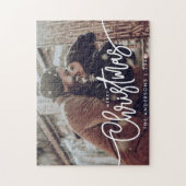 写真モダンメリークリスマススクリプト水平 ジグソーパズル (縦)