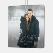 写真モダンメリークリスマスファミリー名 セラミックオーナメント (左)