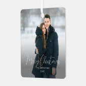 写真モダンメリークリスマスファミリー名 メタルオーナメント (正面左)