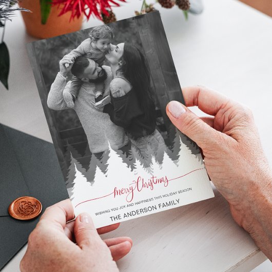 写真モダンメリークリスマス白木休日 招待状