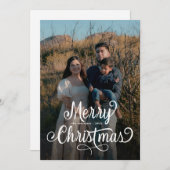 写真モダンメリー・クリスマスのエレガント脚本 シーズンカード (正面/裏面)