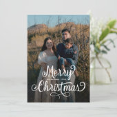 写真モダンメリー・クリスマスのエレガント脚本 シーズンカード (スタンド正面)