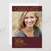 写真モダンモロンと金ゴールド卒業会 招待状 (正面/裏面)