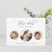 写真モダンユニークこれらの子供の結婚写真 セーブザデート (スタンド正面)