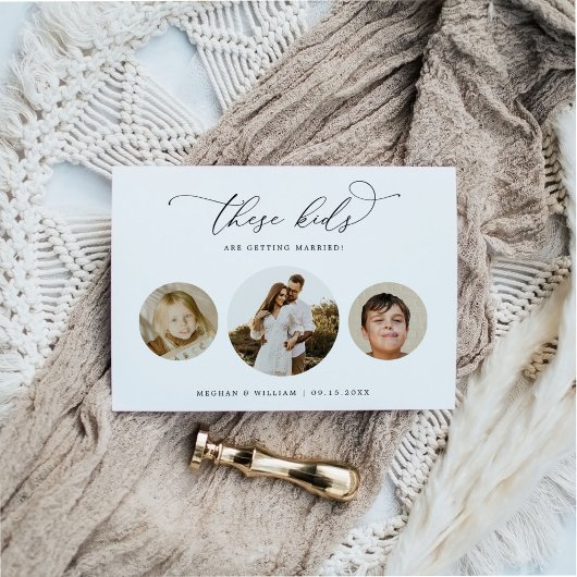 写真モダンユニークこれらの子供の結婚写真 セーブザデート