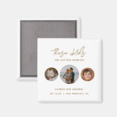 写真モダンユニークの結婚式の日付を保存 マグネット (正面/裏面)