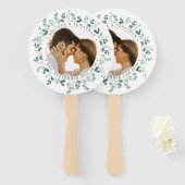 写真モダンユーカリパーソナライズされた結婚ス ハンドファン (正面&裏面)