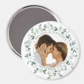 写真モダンユーカリパーソナライズされた結婚ス マグネット (正面/裏面)