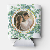 写真モダンユーカリ緑の金ゴールド結婚ズ 缶クーラー (裏面)