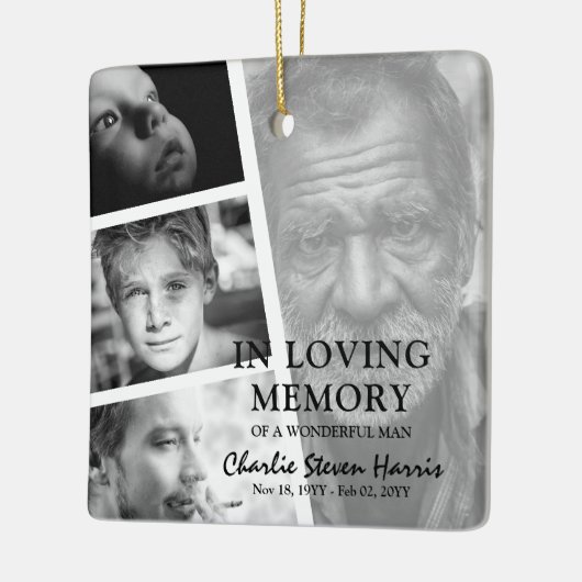 写真モダンライフストーリーコラージュ記念碑 セラミックオーナメント (左)