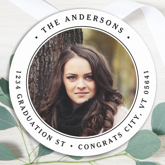 写真モダンラウンドパーソナライズされた差出人住所 ラウンドシール