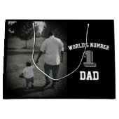 写真モダンワールドのナンバーワンパパおじいちゃん  ラージペーパーバッグ (正面)